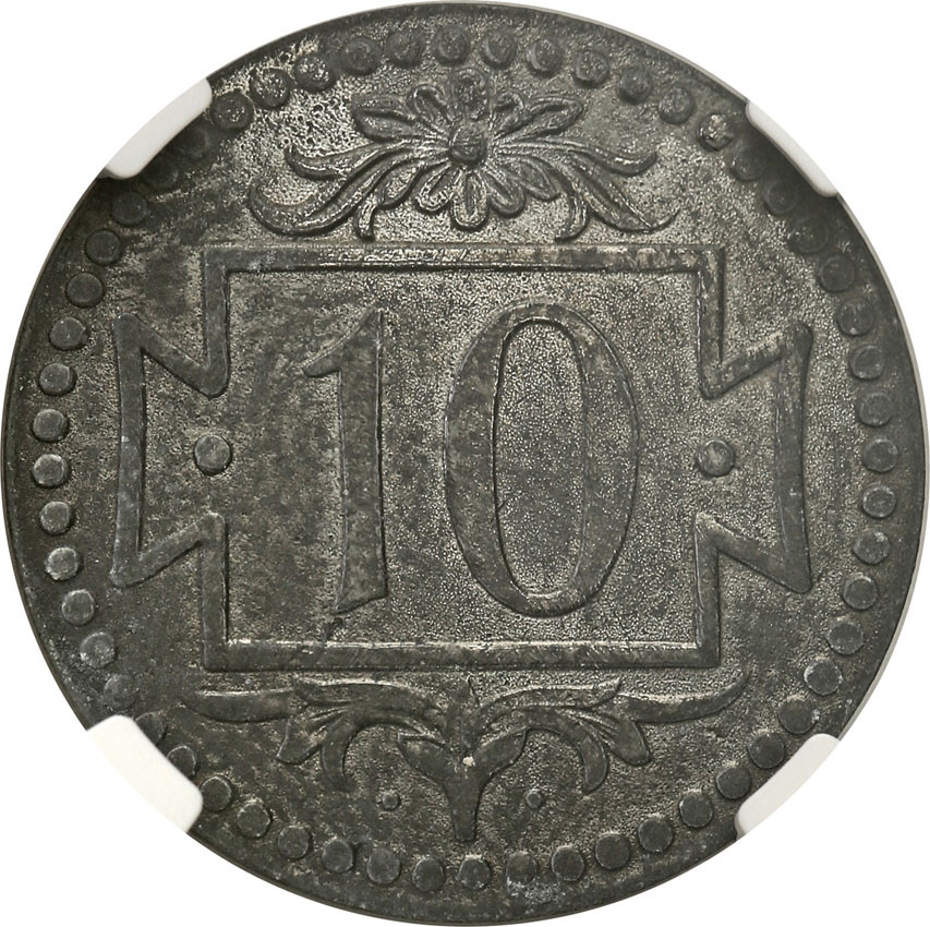 Wolne Miasto Gdańsk/Danzig. 10 fenigów 1920 cynk, mała cyfra NGC MS61